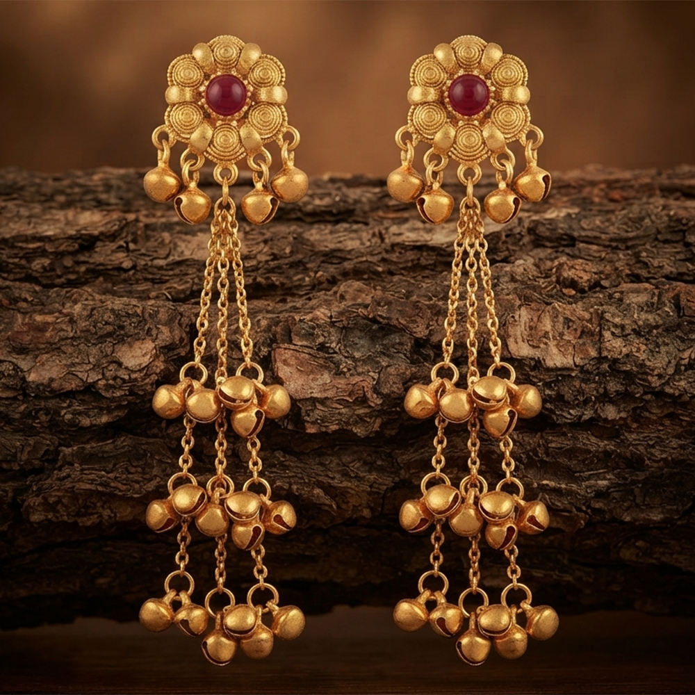 The99Jewel Trendy Kashmiri Gold Plated Ghungroo Earrings for Women