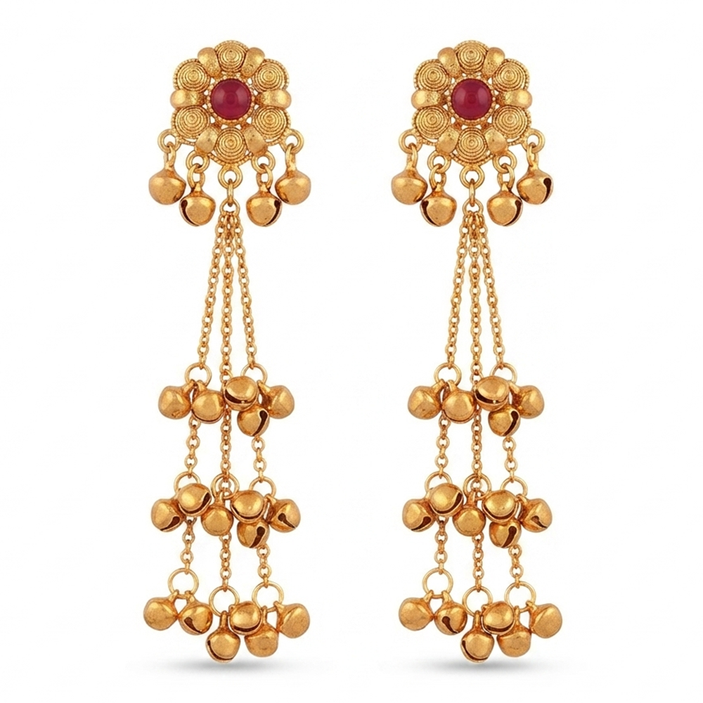The99Jewel Trendy Kashmiri Gold Plated Ghungroo Earrings for Women