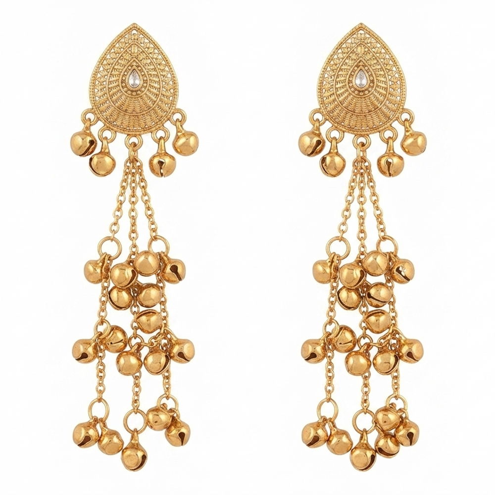 The99Jewel Trendy Kashmiri Mehndi Plated Ghungroo Earrings for Women