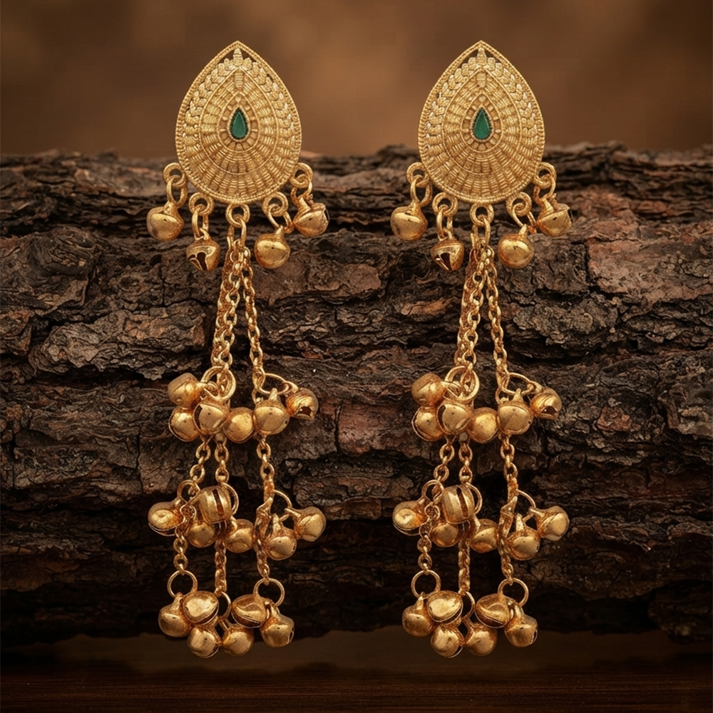 The99Jewel Trendy Kashmiri Gold Plated Ghungroo Earrings for Women