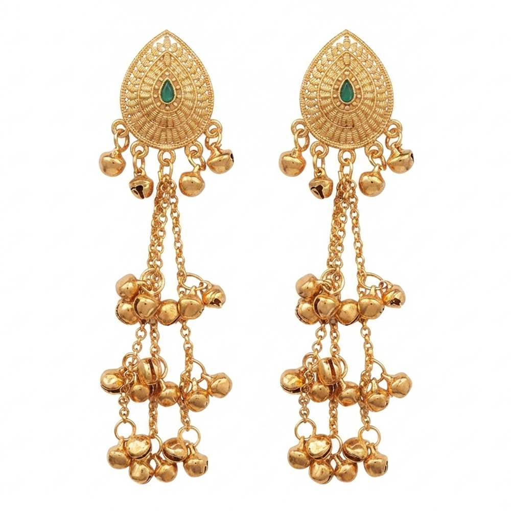 The99Jewel Trendy Kashmiri Gold Plated Ghungroo Earrings for Women