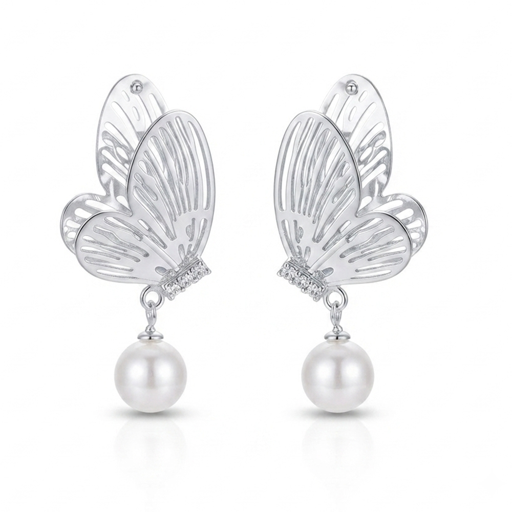 The99Jewel Beautiful Butterfly Shape Pearl Drop Earrings for Women Classic Ethnic & Party Wear