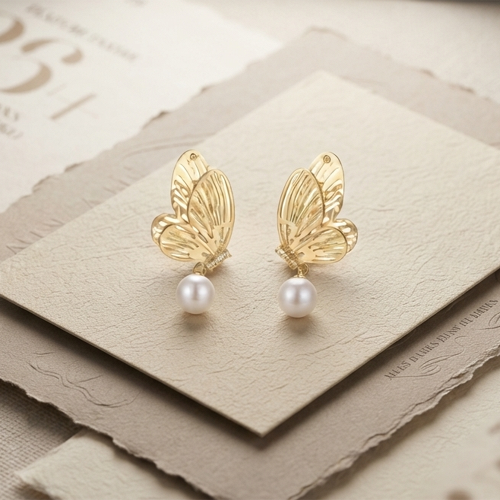 The99Jewel Beautiful Butterfly Shape Pearl Drop Earrings for Women Classic Ethnic & Party Wear