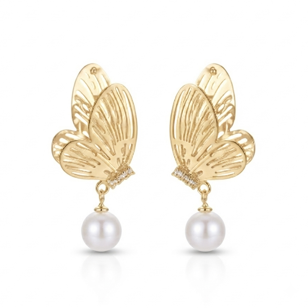 The99Jewel Beautiful Butterfly Shape Pearl Drop Earrings for Women Classic Ethnic & Party Wear