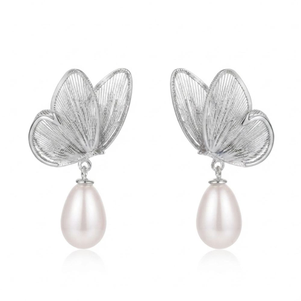 The99Jewel Beautiful Butterfly Shape Pearl Drop Earrings for Women Classic Ethnic & Party Wear