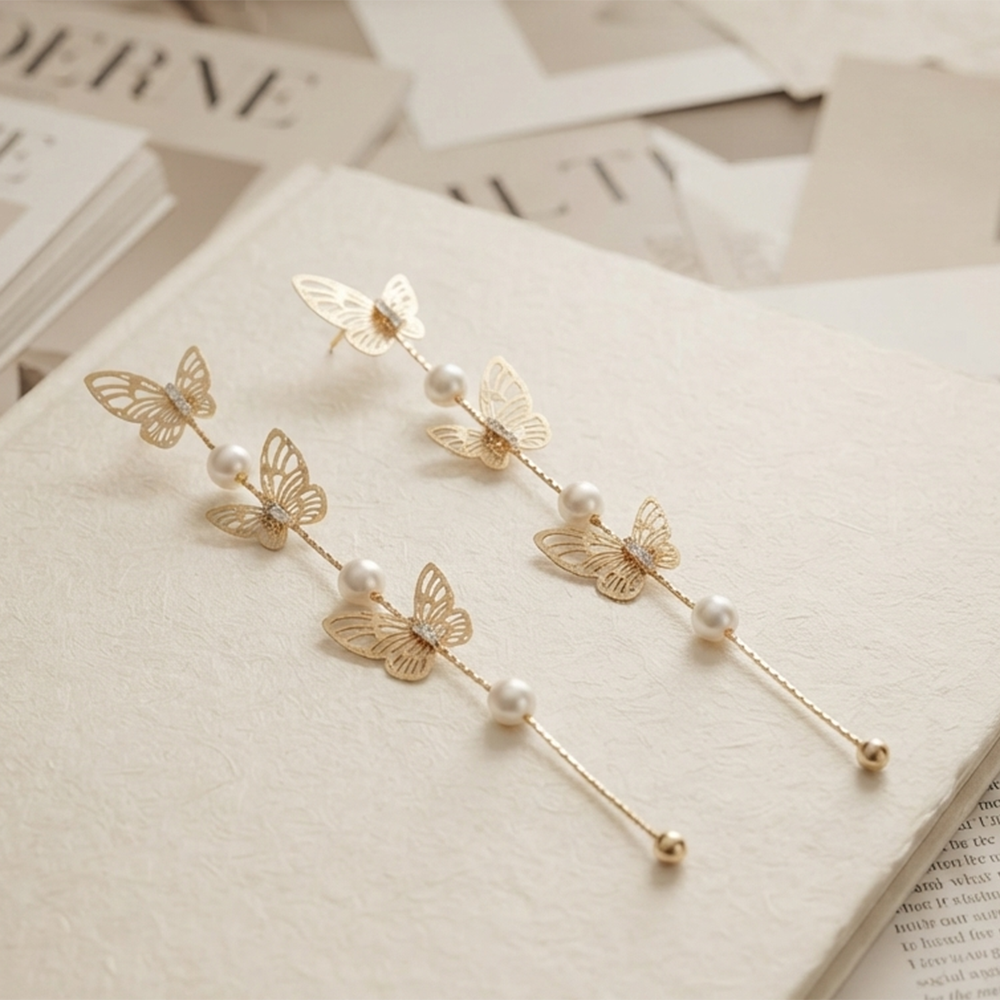 The99Jewel Trendy Long Tassel Earrings with Butterfly  Drop for Women 