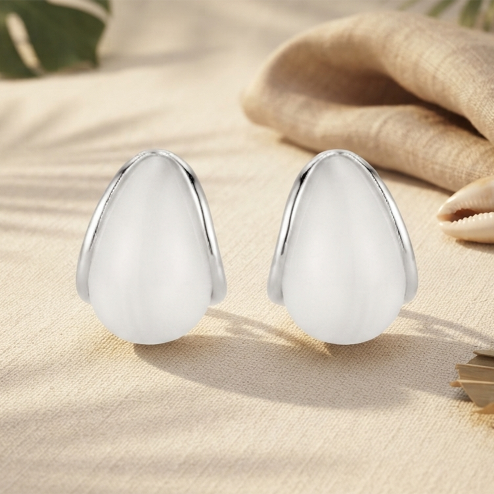 The99Jewel Premium White Marble Rasin TearDrop Stud Earrings for Women 