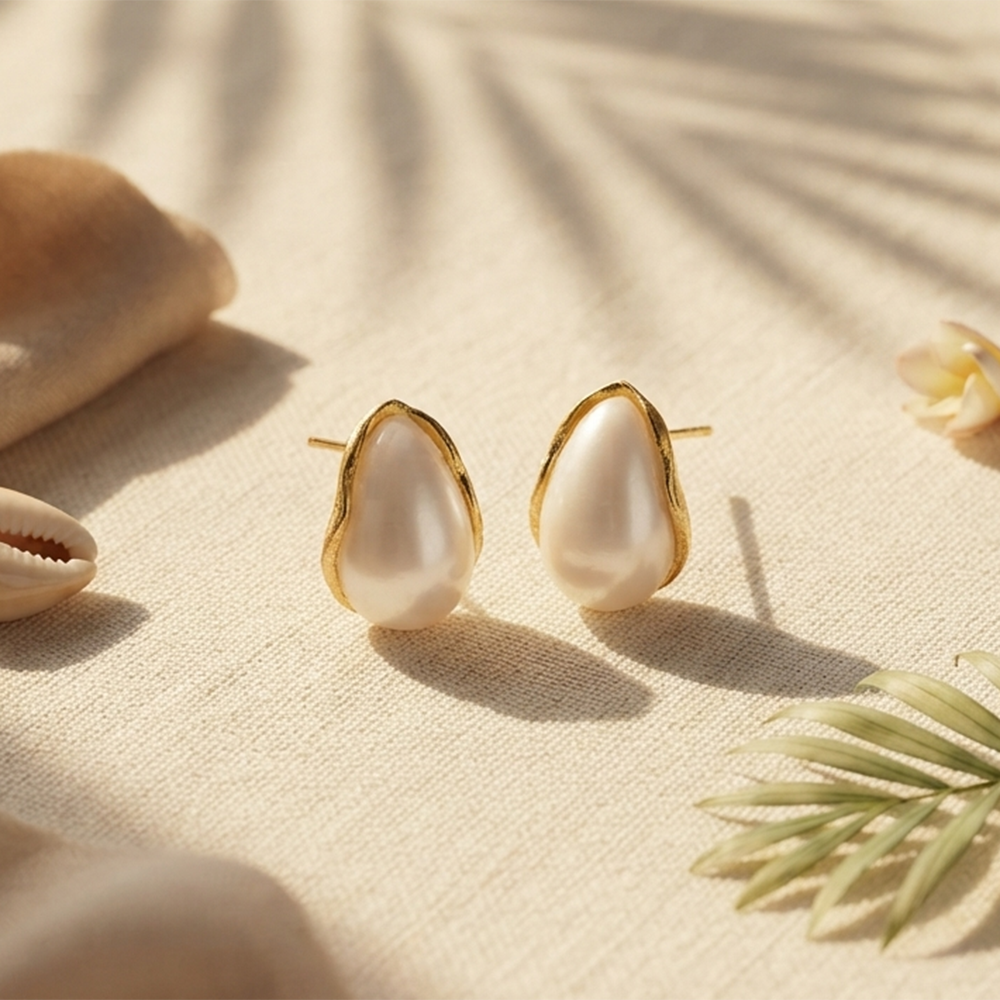 The99Jewel Premium White Marble Rasin TearDrop Stud Earrings for Women 