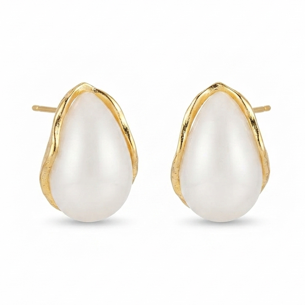 The99Jewel Premium White Marble Rasin TearDrop Stud Earrings for Women