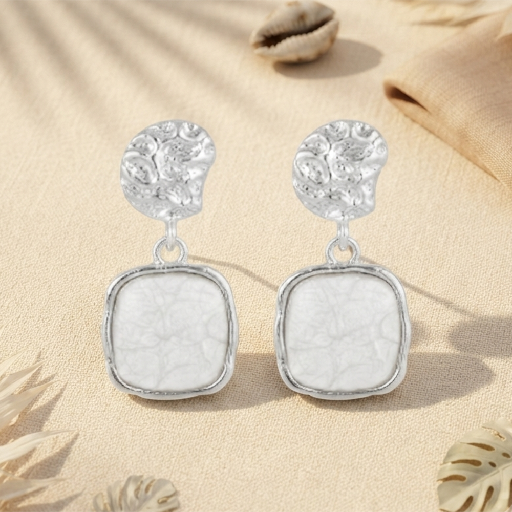 The99Jewel Unique White Marble Dangler Earrings for Women Stylish Casual, Party & Festive Wear Jewellery