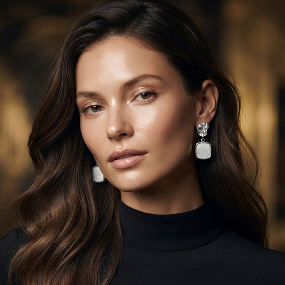 The99Jewel Unique White Marble Dangler Earrings for Women Stylish Casual, Party & Festive Wear Jewellery