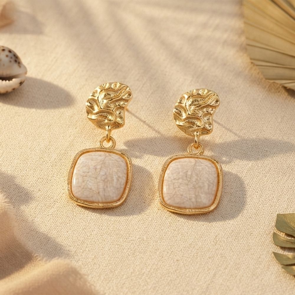 The99Jewel Unique White Marble Dangler Earrings for Women Stylish Casual, Party & Festive Wear Jewellery