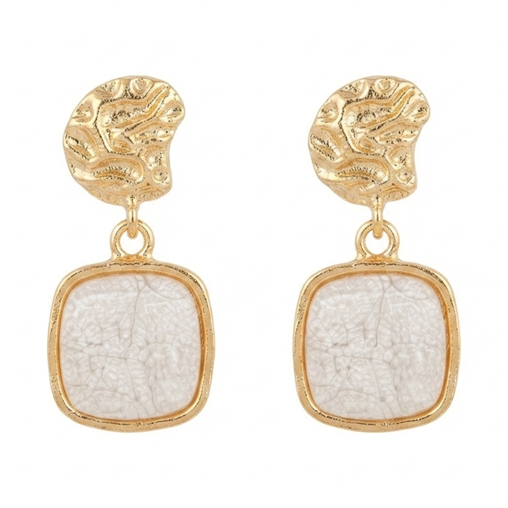 The99Jewel Unique White Marble Dangler Earrings for Women Stylish Casual, Party & Festive Wear Jewellery