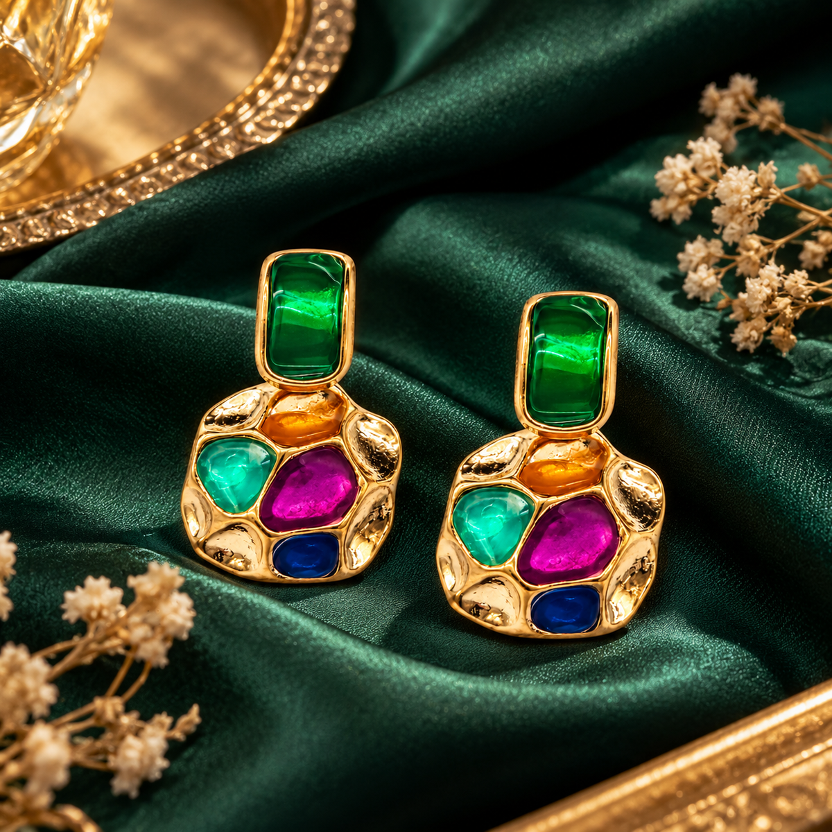 The99Jewel Trendy Gold Plated Rasin Stone Dangler Earrings for Women | Stylish Fashion Jewellery