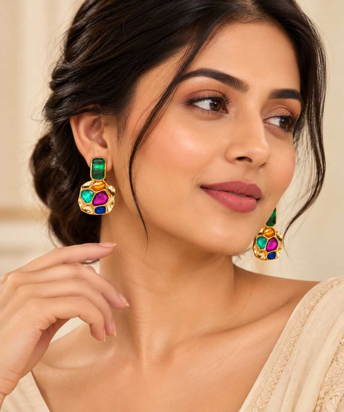 The99Jewel Trendy Gold Plated Rasin Stone Dangler Earrings for Women | Stylish Fashion Jewellery