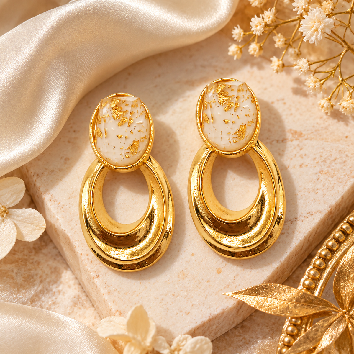 The99Jewel Trendy Gold Plated Rasin Stone Dangler Earrings for Women | Stylish Fashion Jewellery