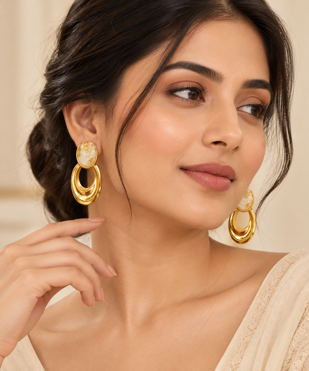 The99Jewel Trendy Gold Plated Rasin Stone Dangler Earrings for Women | Stylish Fashion Jewellery