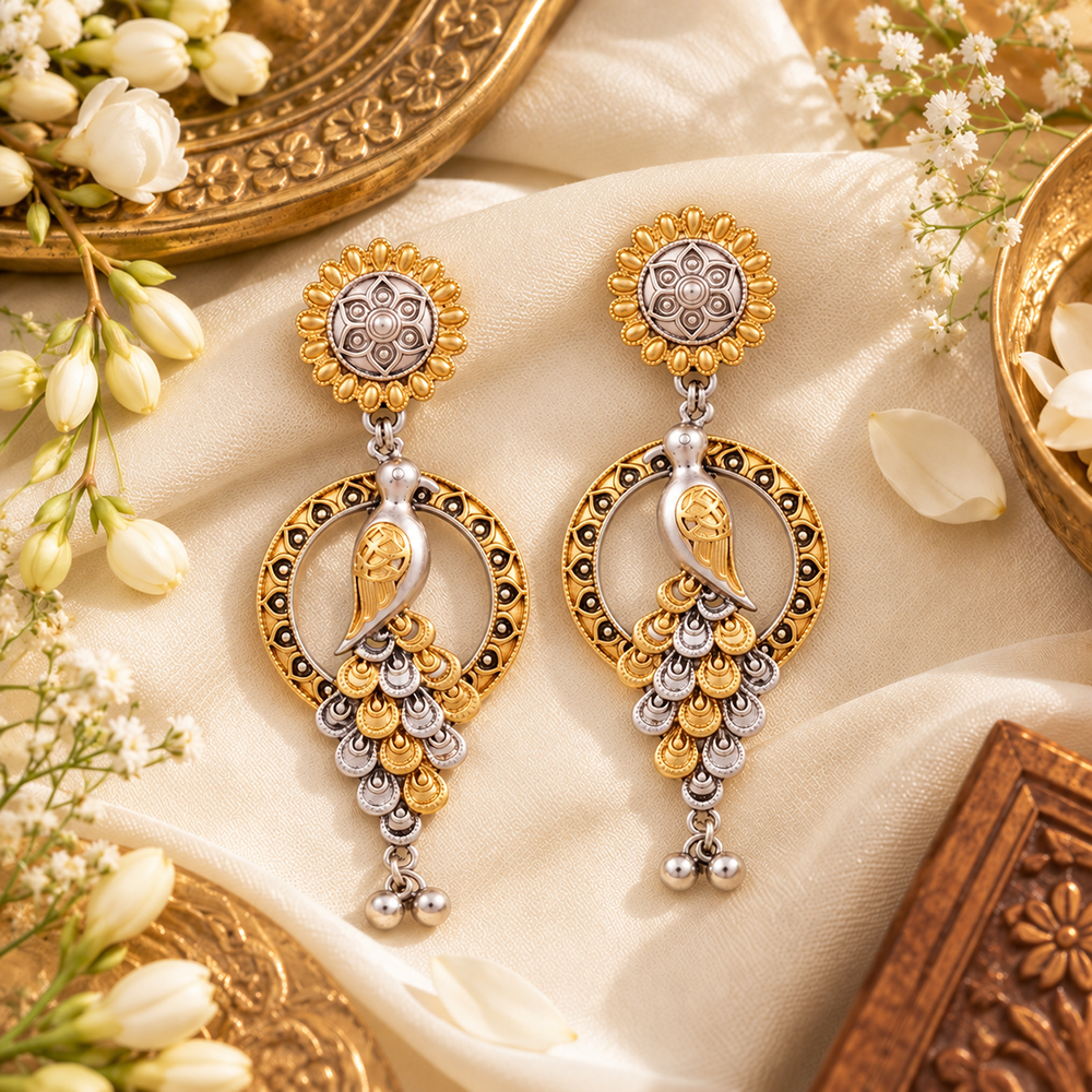 The99Jewel Trendy 2 Tone Dangler Earrings for Women | Modern Statement Jewellery for Party & Festive Wear