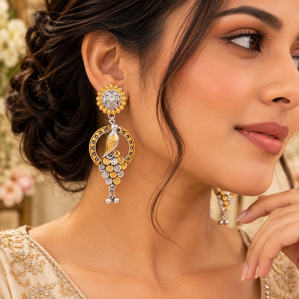The99Jewel Trendy 2 Tone Dangler Earrings for Women | Modern Statement Jewellery for Party & Festive Wear
