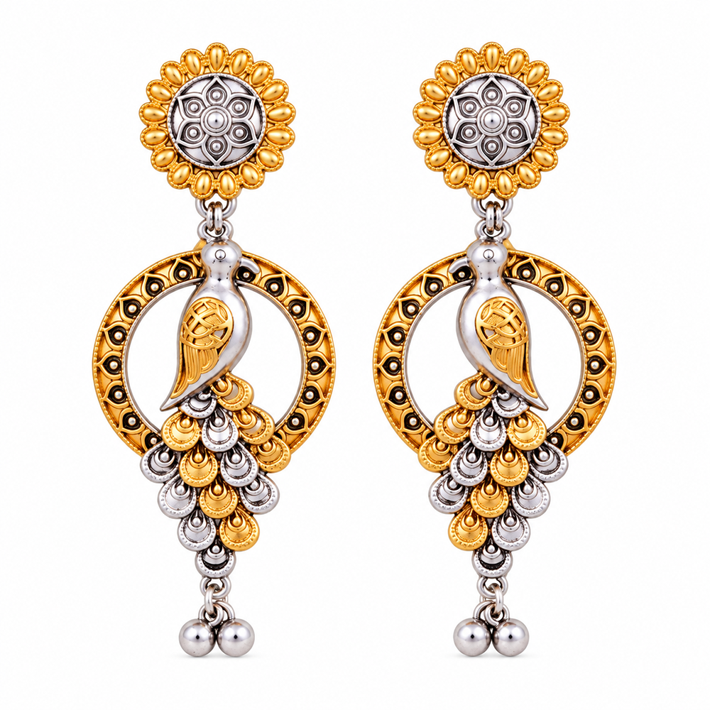 The99Jewel Trendy 2 Tone Dangler Earrings for Women | Modern Statement Jewellery for Party & Festive Wear