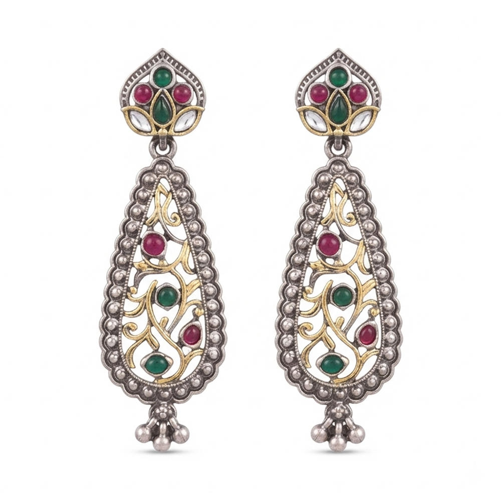 The99Jewel Trendy 2 Tone Dangler Earrings for Women | Modern Statement Jewellery for Party & Festive Wear