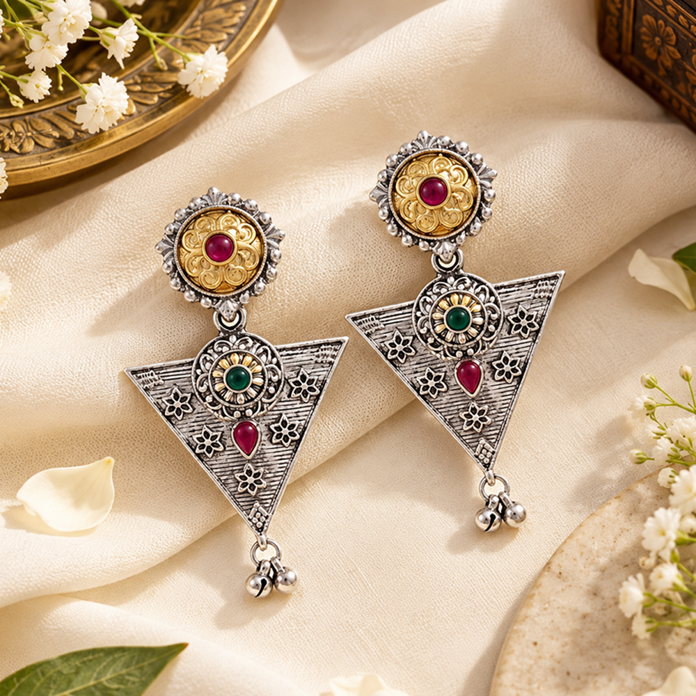 The99Jewel Trendy 2 Tone Dangler Earrings for Women | Modern Statement Jewellery for Party & Festive Wear