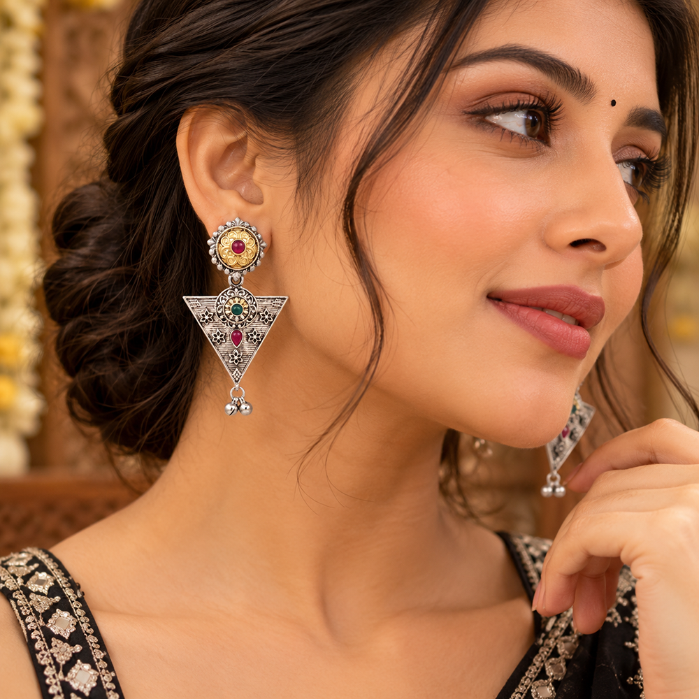 The99Jewel Trendy 2 Tone Dangler Earrings for Women | Modern Statement Jewellery for Party & Festive Wear