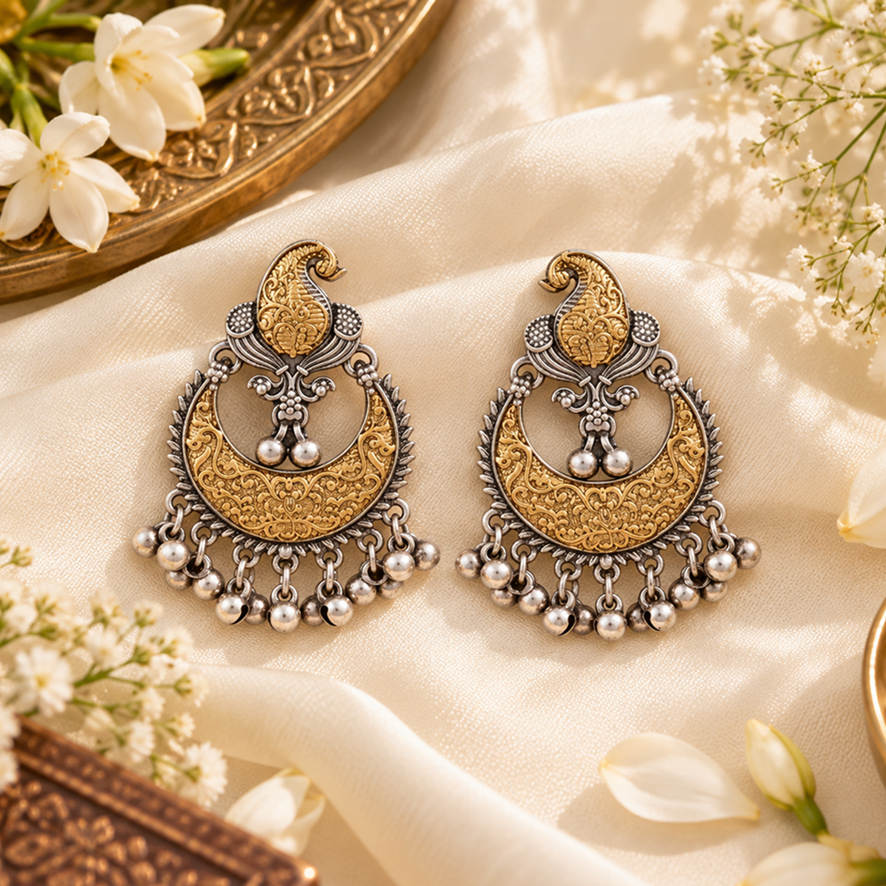 The99Jewel Trendy 2 Tone Dangler Earrings for Women | Modern Statement Jewellery for Party & Festive Wear