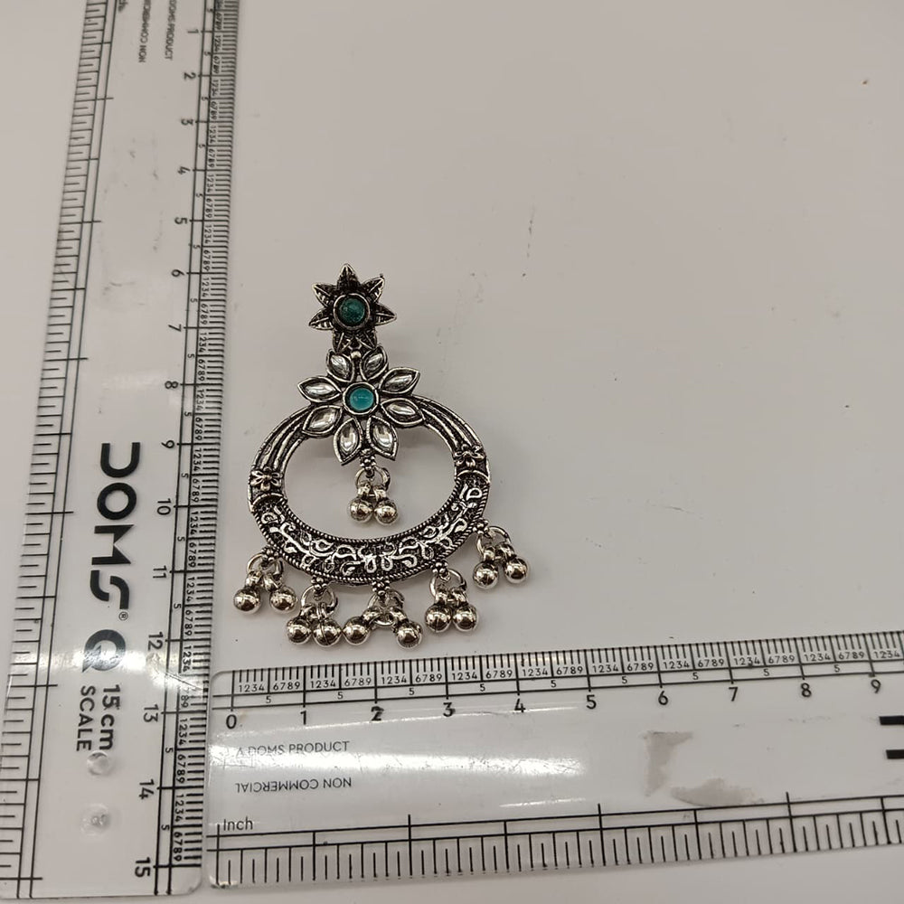The99Jewel Designer Ethnic Earrings for Women | Oxidised Pota Stone and Ghungroo Drop Style