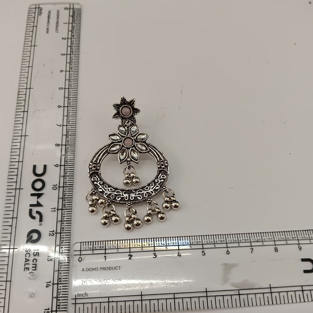 The99Jewel Designer Ethnic Earrings for Women | Oxidised Pota Stone and Ghungroo Drop Style