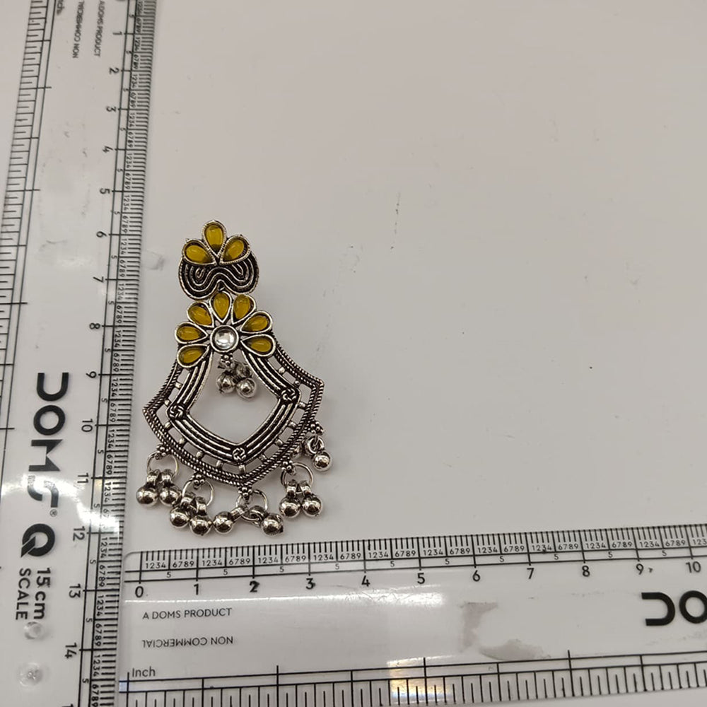 The99Jewel Traditional Oxidised Pota Stone Earrings with Ghungroo Detailing | Ethnic Jewellery