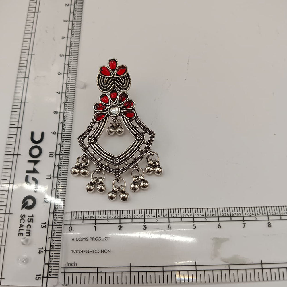 The99Jewel Traditional Oxidised Pota Stone Earrings with Ghungroo Detailing | Ethnic Jewellery
