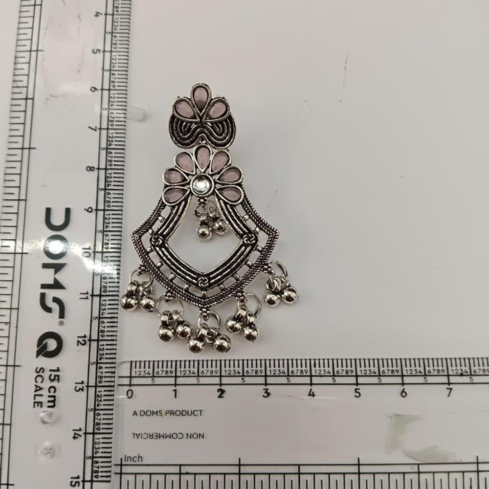 The99Jewel Traditional Oxidised Pota Stone Earrings with Ghungroo Detailing | Ethnic Jewellery