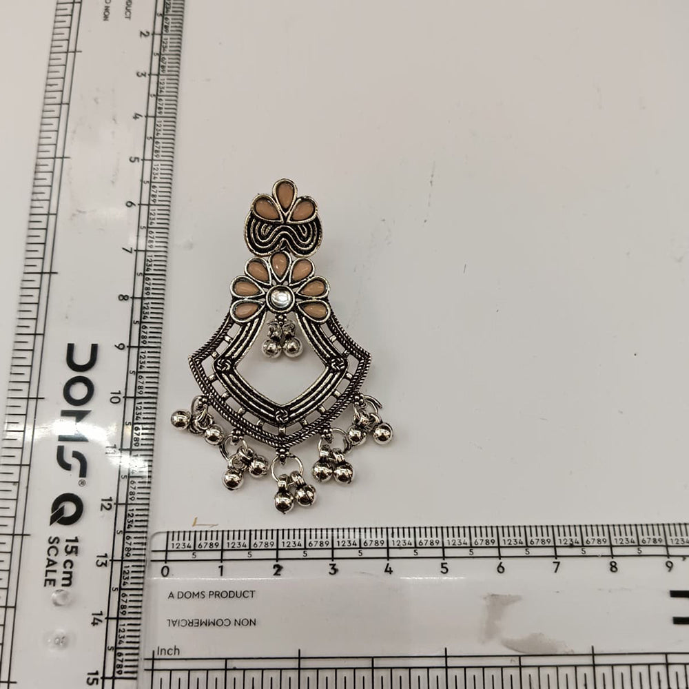 The99Jewel Traditional Oxidised Pota Stone Earrings with Ghungroo Detailing | Ethnic Jewellery