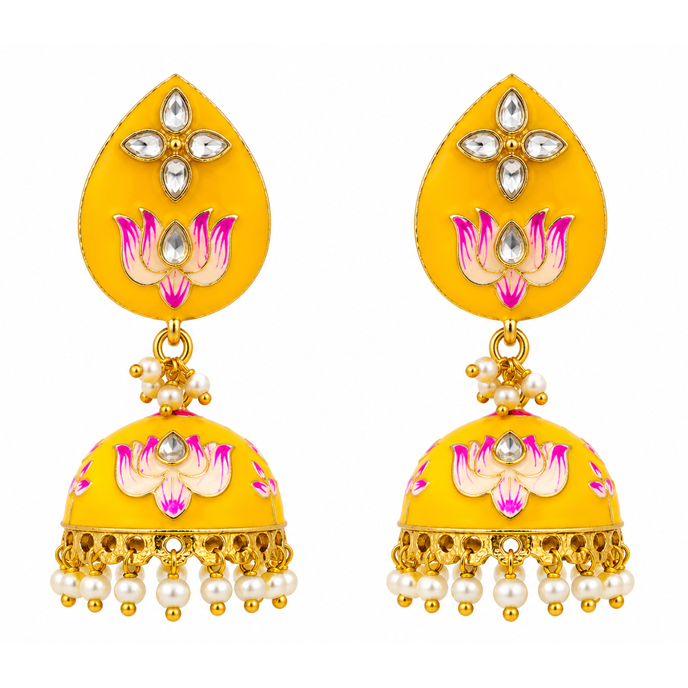 The99Jewel Designer Festive Meenakari Jhumka Earrings