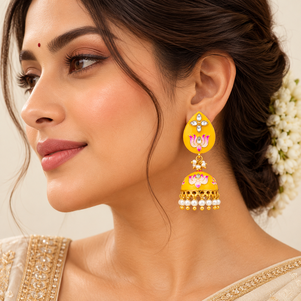 The99Jewel Designer Festive Meenakari Jhumka Earrings