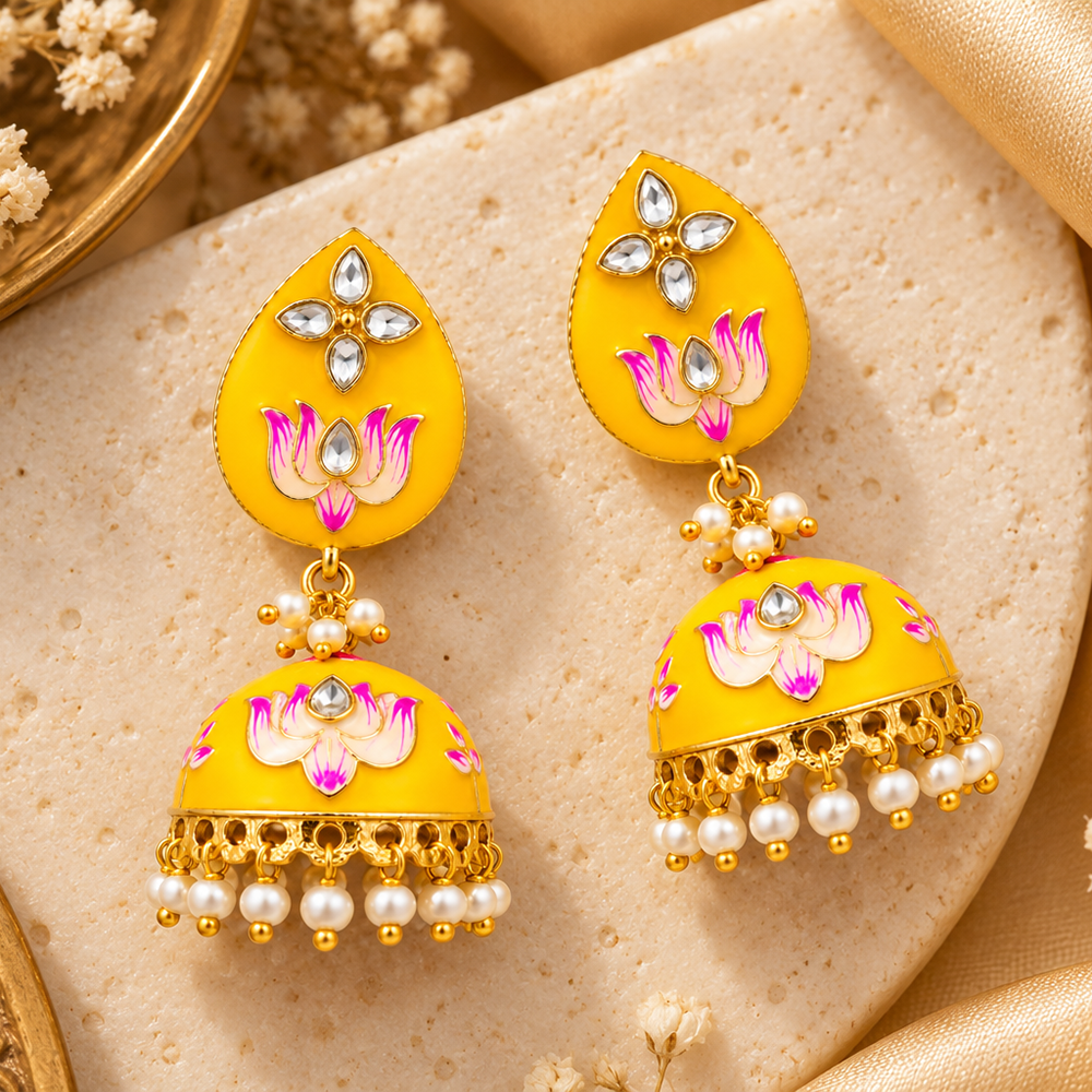 The99Jewel Designer Festive Meenakari Jhumka Earrings