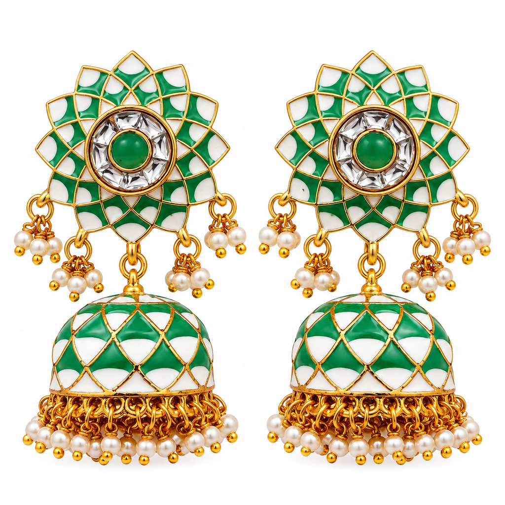 The99Jewel Designer Festive Meenakari Jhumka Earrings