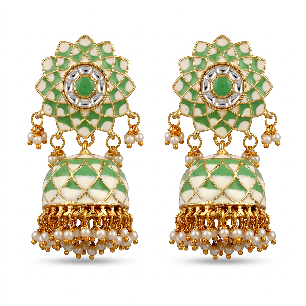 The99Jewel Designer Festive Meenakari Jhumka Earrings