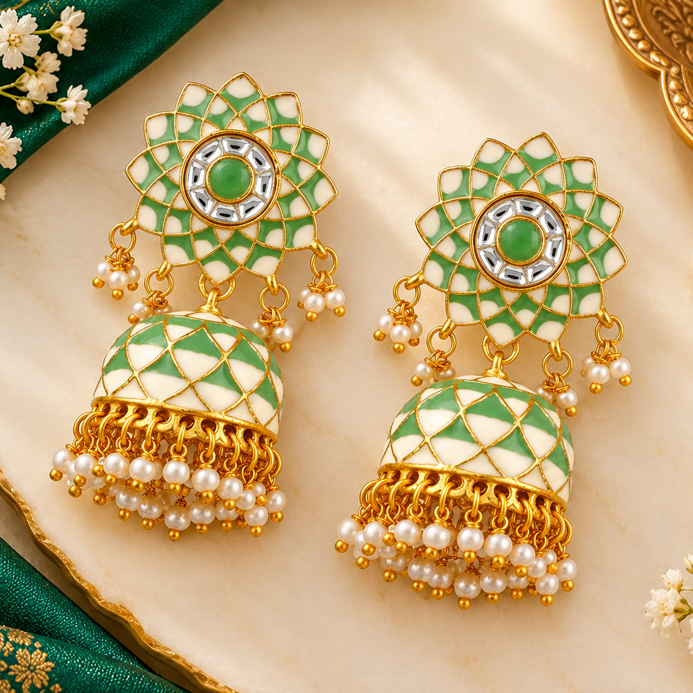 The99Jewel Designer Festive Meenakari Jhumka Earrings