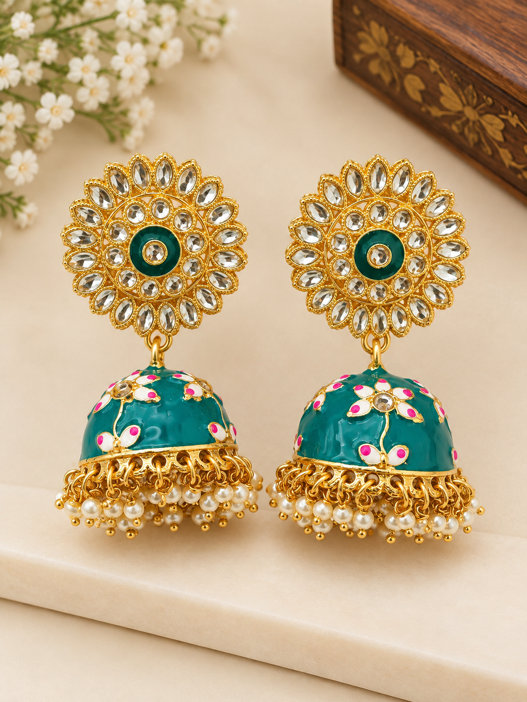 The99Jewel Designer Festive Meenakari Jhumka Earrings