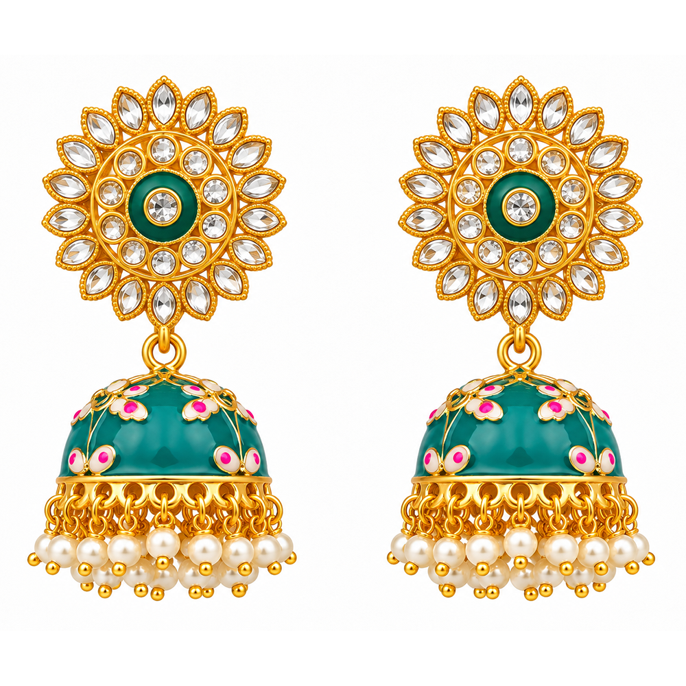 The99Jewel Designer Festive Meenakari Jhumka Earrings