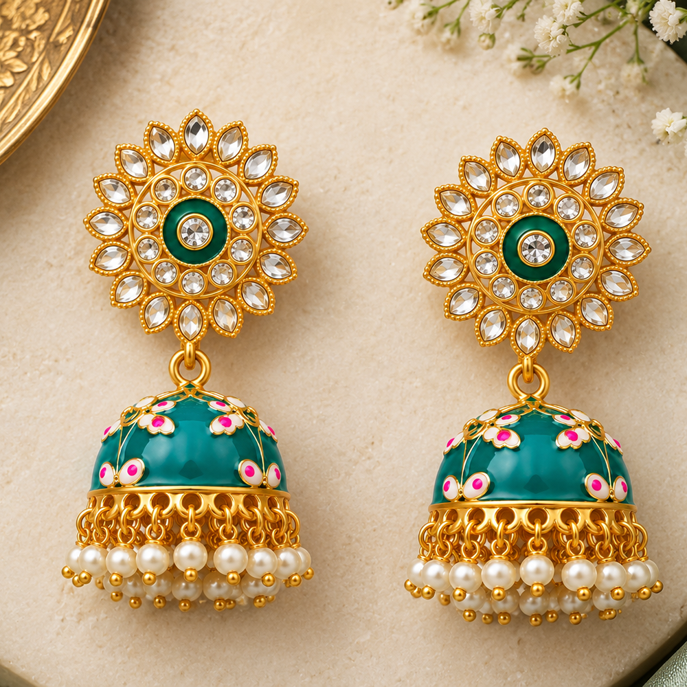 The99Jewel Designer Festive Meenakari Jhumka Earrings