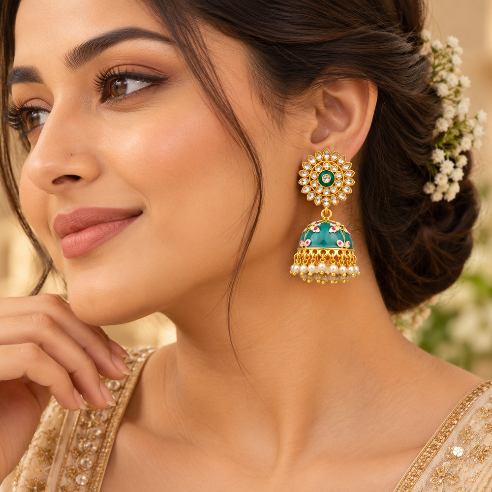 The99Jewel Designer Festive Meenakari Jhumka Earrings