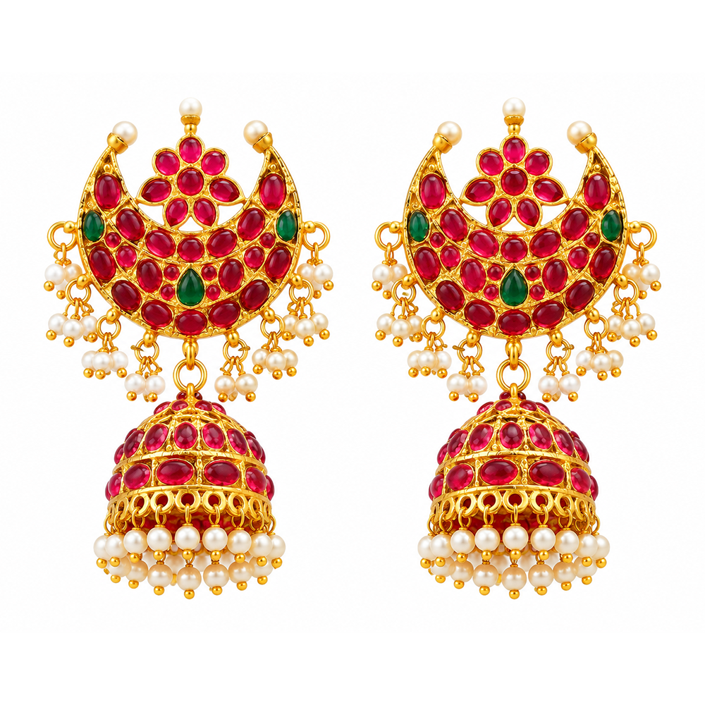 The99Jewel Designer Festive Pota Stone Jhumka Earrings