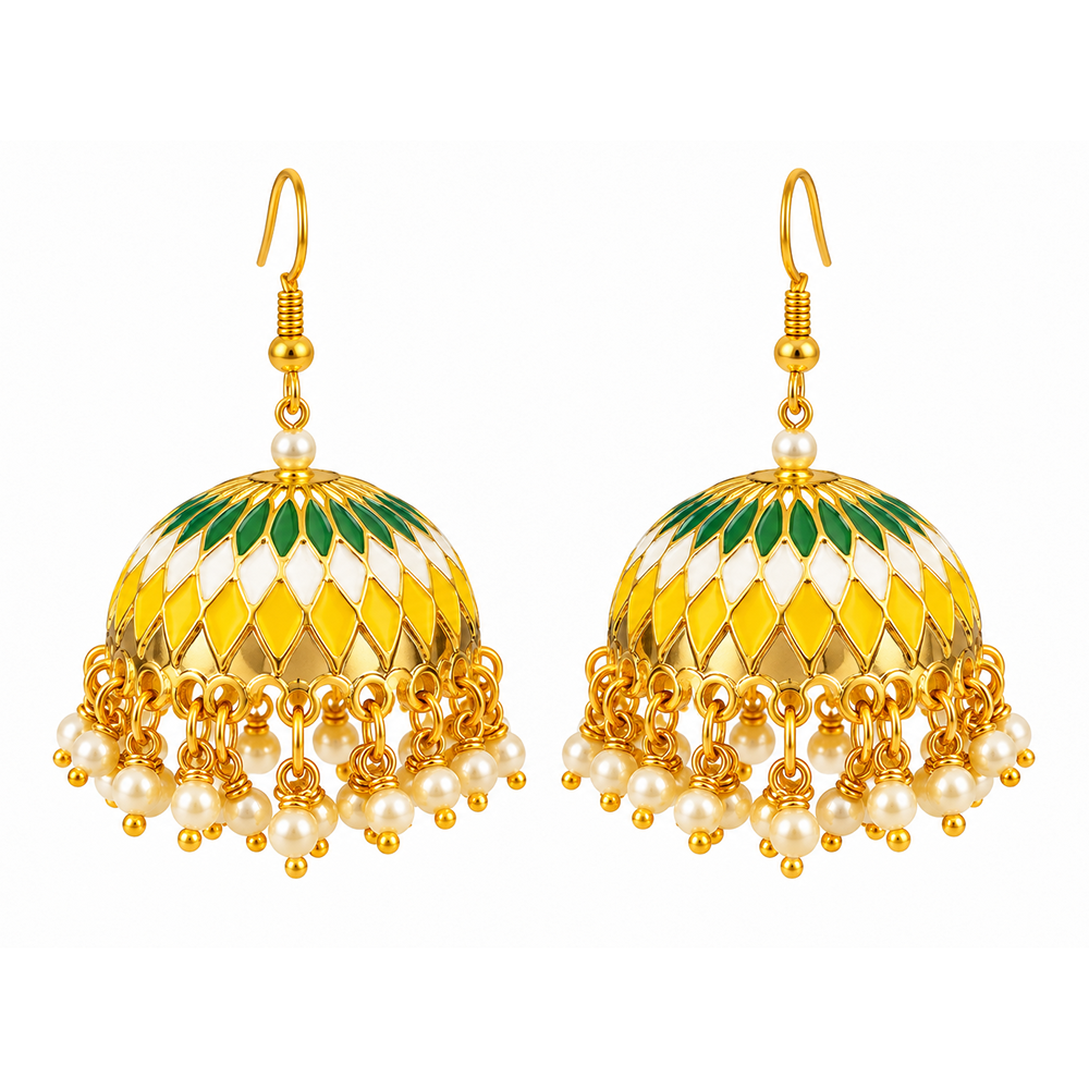 The99Jewel Designer Festive Meenakari Jhumka Earrings