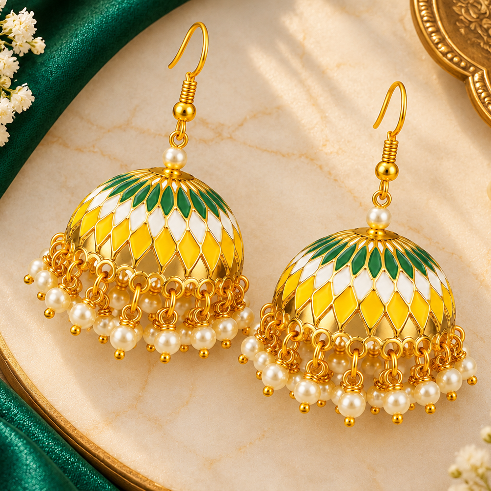 The99Jewel Designer Festive Meenakari Jhumka Earrings