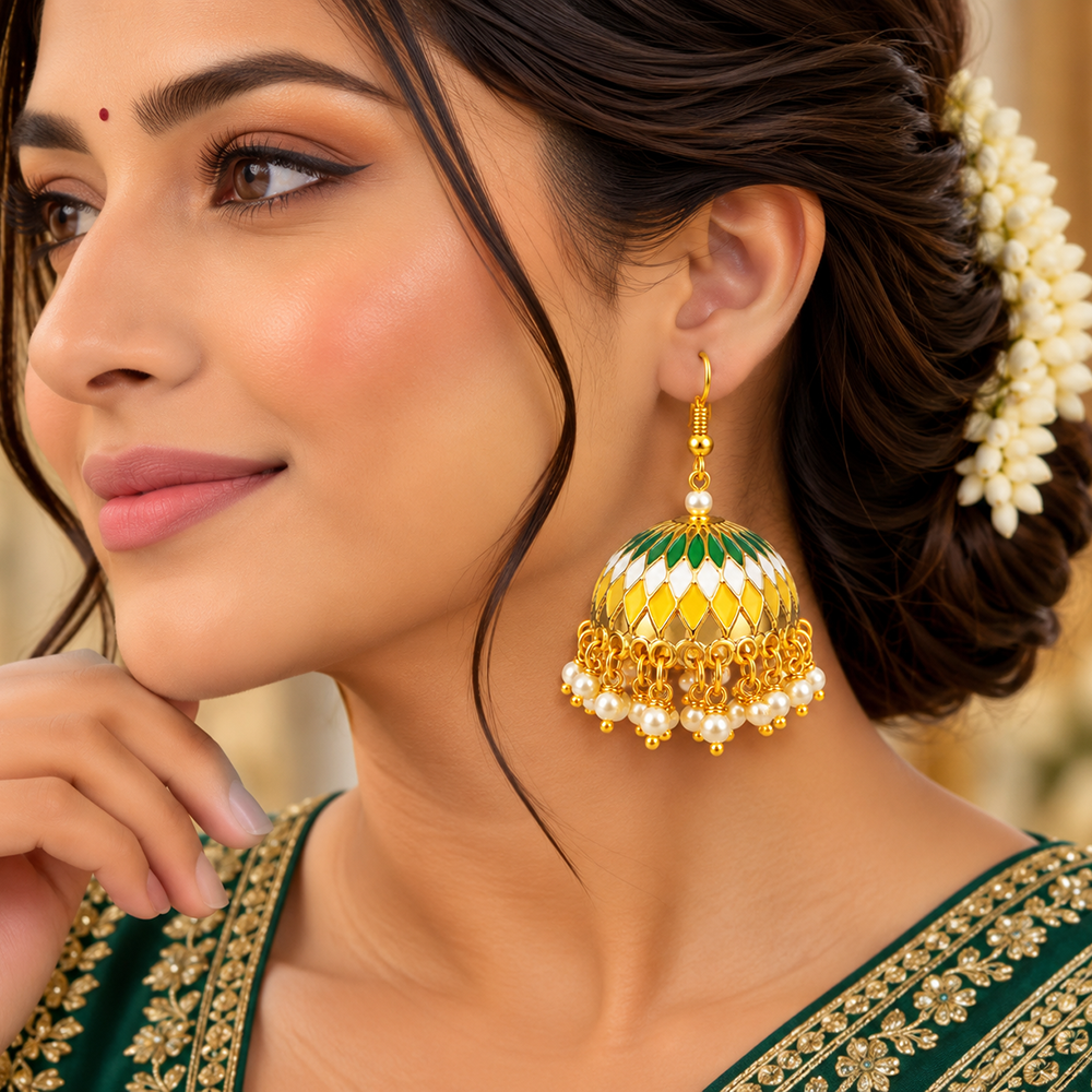 The99Jewel Designer Festive Meenakari Jhumka Earrings