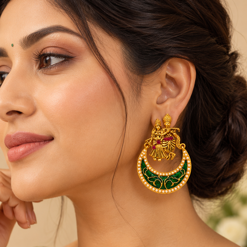 The99Jewel Designer Festive Meenakari Dangler Earrings