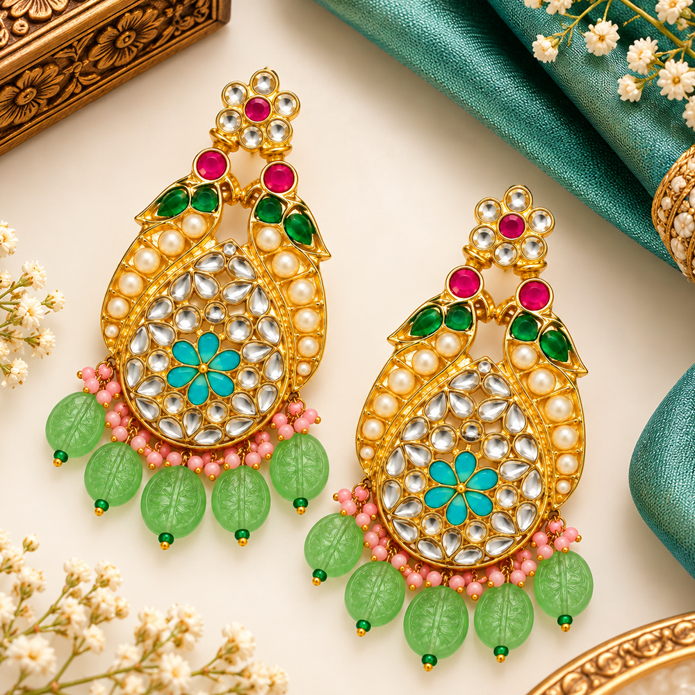 The99Jewel Designer Festive KundanDangler Earrings